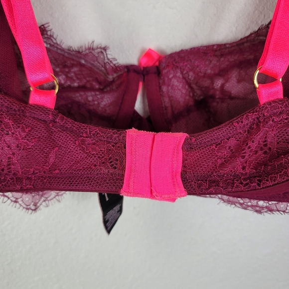 Victoria's Secret Very Sexy Unlined Demi Pink Lace Bra Sz 32DD - Picture 5 of 8